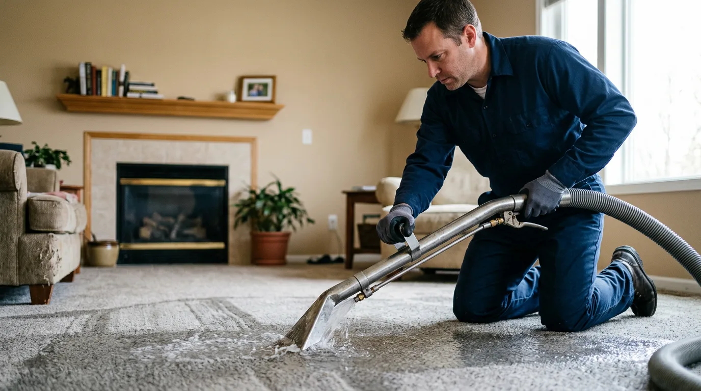 Water damage restoration technician working near Libertyville, IL